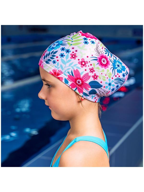 Шапочка для плавания детская ONLYTOP Swim «Цветочный мир», тканевая, обхват 46-52 см