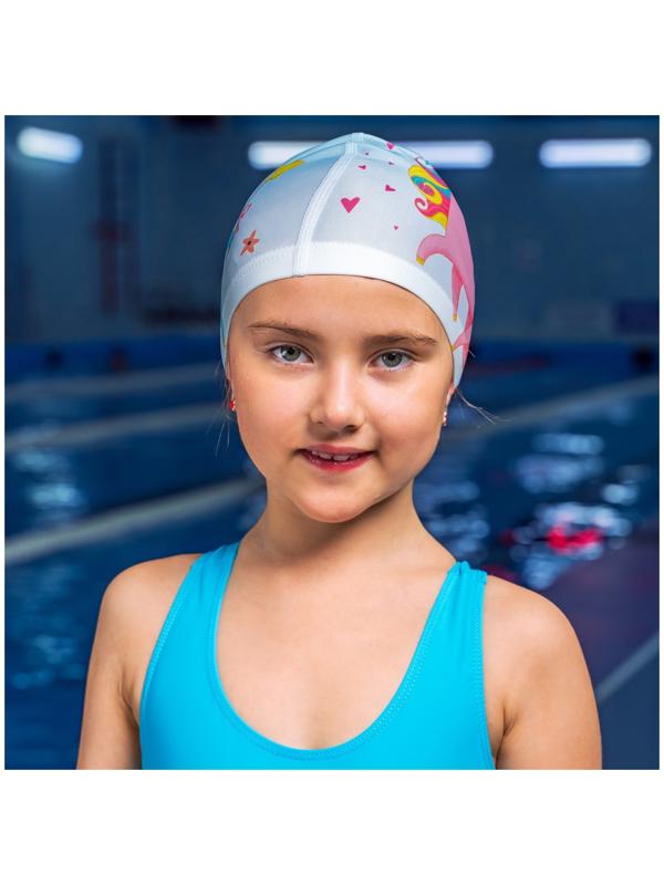 Шапочка для плавания детская ONLYTOP Kids «Единорог», тканевая, обхват 46-52 см