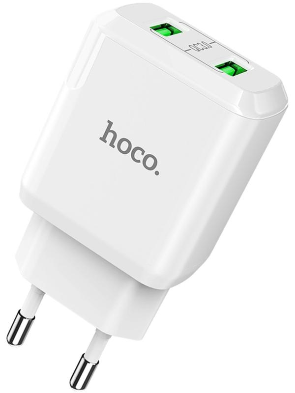 Сетевое зарядное устройство Hoco N6, 18 Вт, 2 USB QC3.0 - 3 А, белый