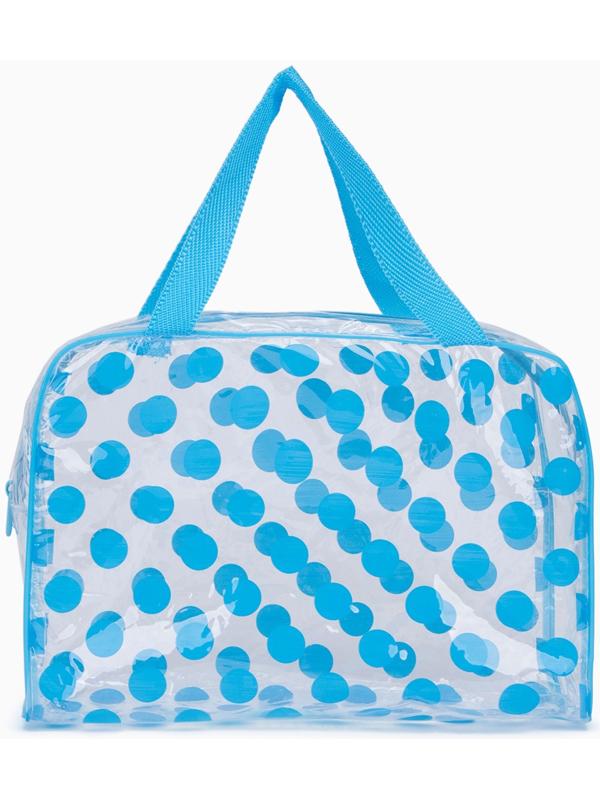 Косметичка-сумка на молнии для бассейна, с ручками, с принтом «Горох», голубая