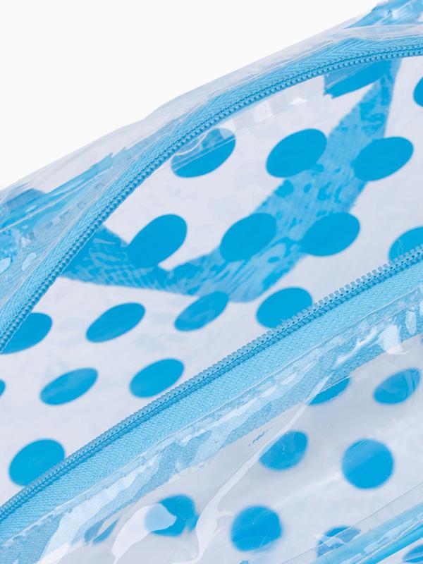 Косметичка-сумка на молнии для бассейна, с ручками, с принтом «Горох», голубая