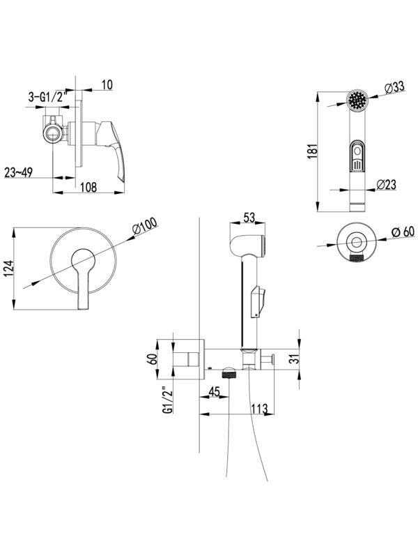 Смеситель для биде Lemark Plus Strike LM1119C, однорычажный, без излива, лейка, хром