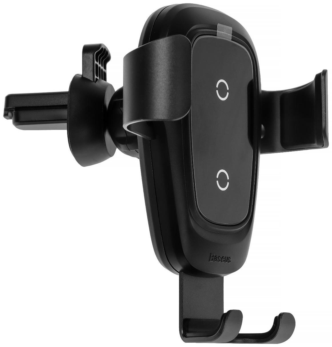Держатель телефона Baseus Metal Gravity в дефлектор, беспроводная зарядка, матовый BSWC-C01