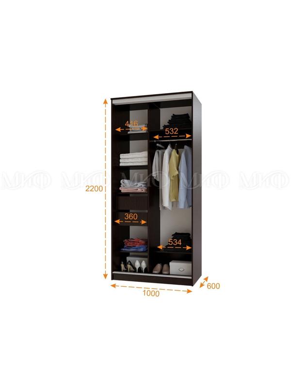 Шкаф-купе «Альянс 1000», 1000×600×2200 мм, сандал светлый