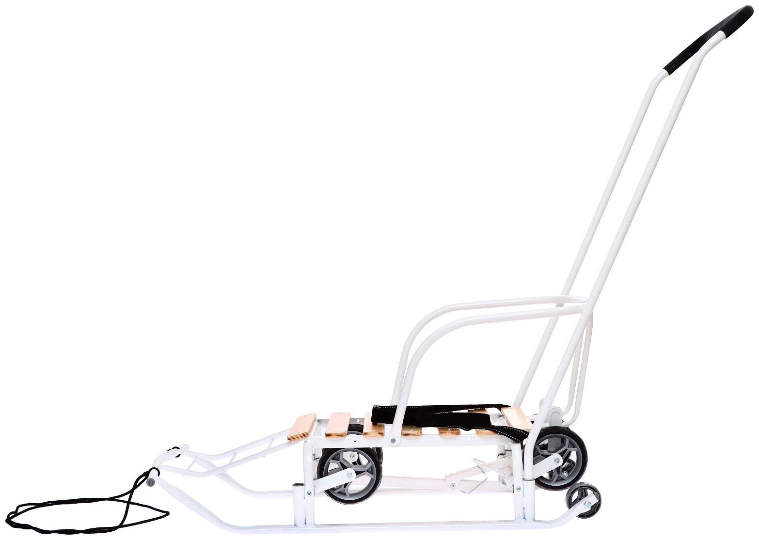 Санки детские с колёсами «Тимка 5 универсал», с ручкой, цвет белый