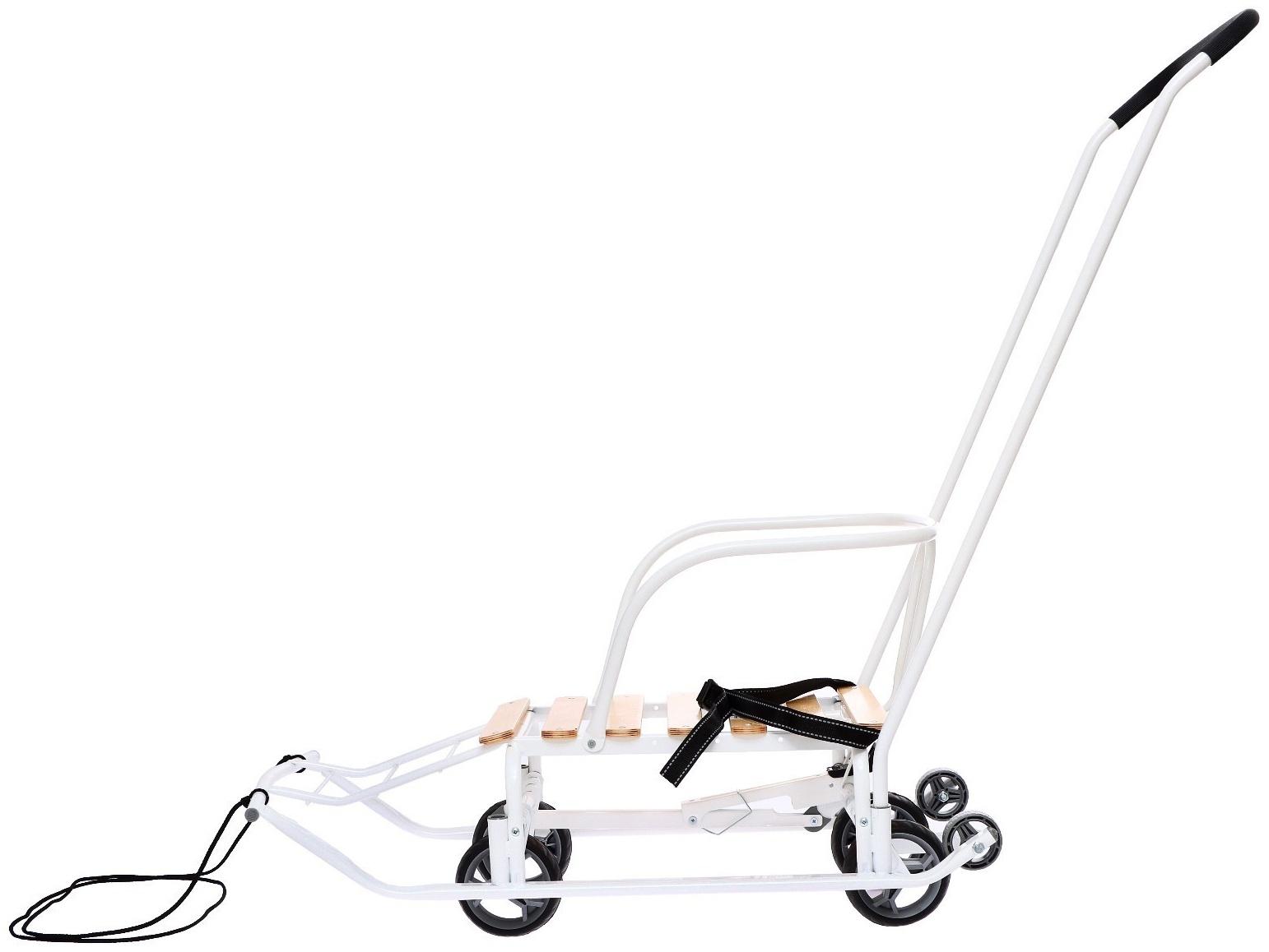 Санки детские с колёсами «Тимка 5 универсал», с ручкой, цвет белый