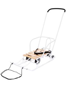 Санки детские с колёсами «Тимка 5 универсал», с ручкой, цвет белый