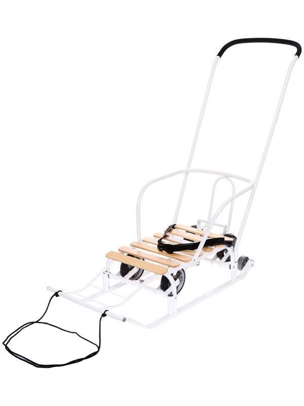 Санки детские с колёсами «Тимка 5 универсал», с ручкой, цвет белый