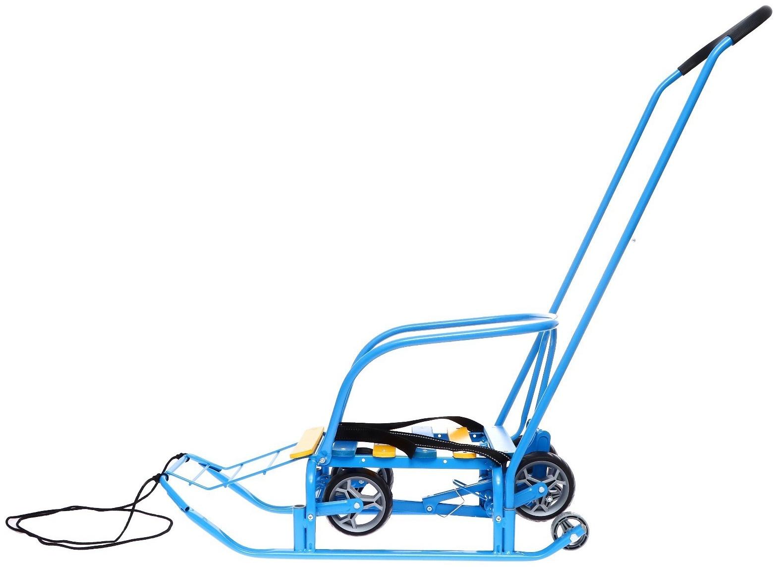 Санки детские с колёсами «Тимка 3К универсал», с ручкой, цвет голубой