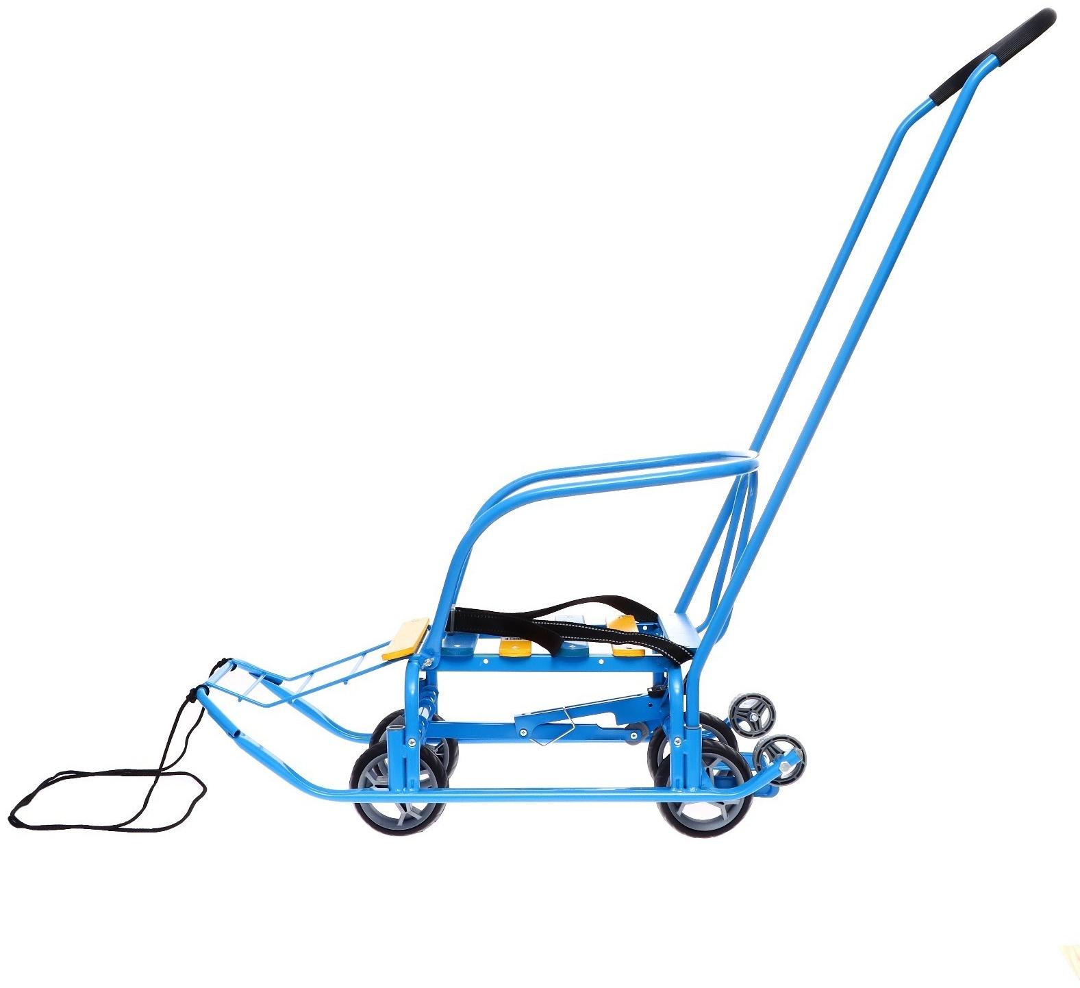 Санки детские с колёсами «Тимка 3К универсал», с ручкой, цвет голубой