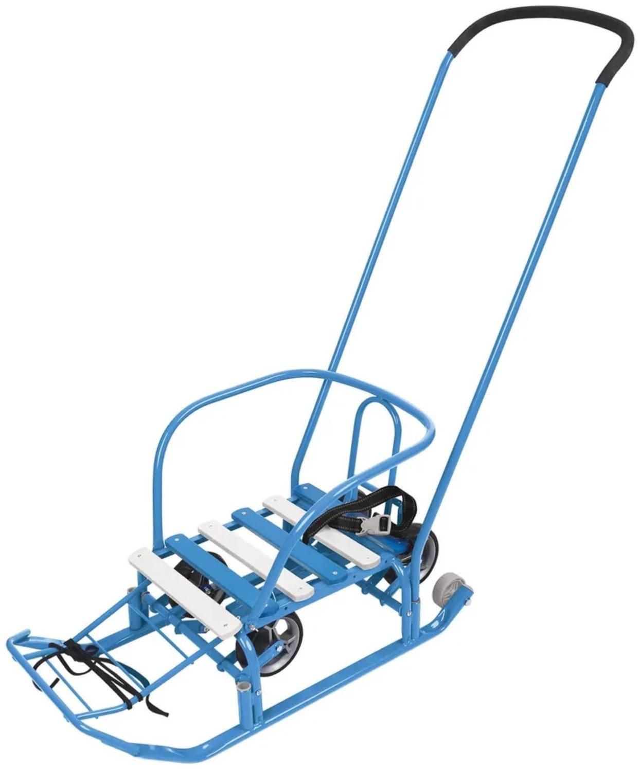 Санки детские с колёсами «Тимка 3К универсал», с ручкой, цвет голубой