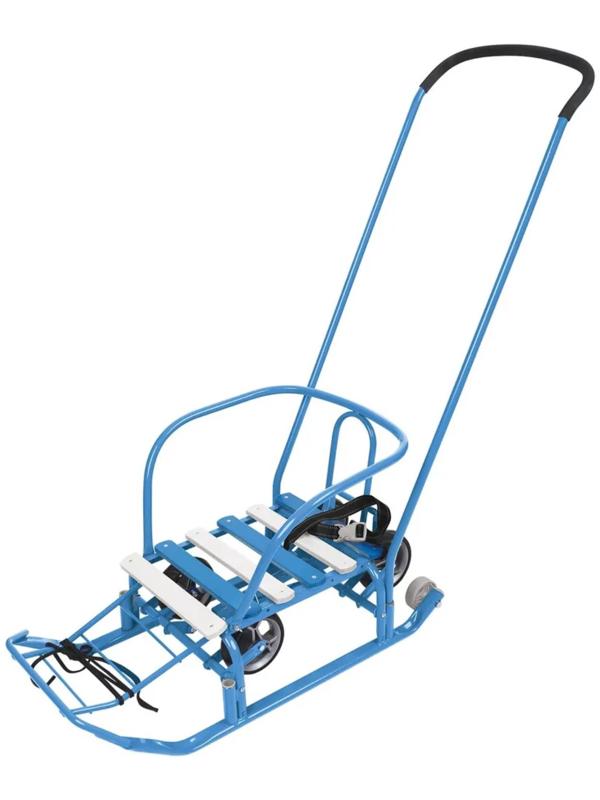 Санки детские с колёсами «Тимка 3К универсал», с ручкой, цвет голубой