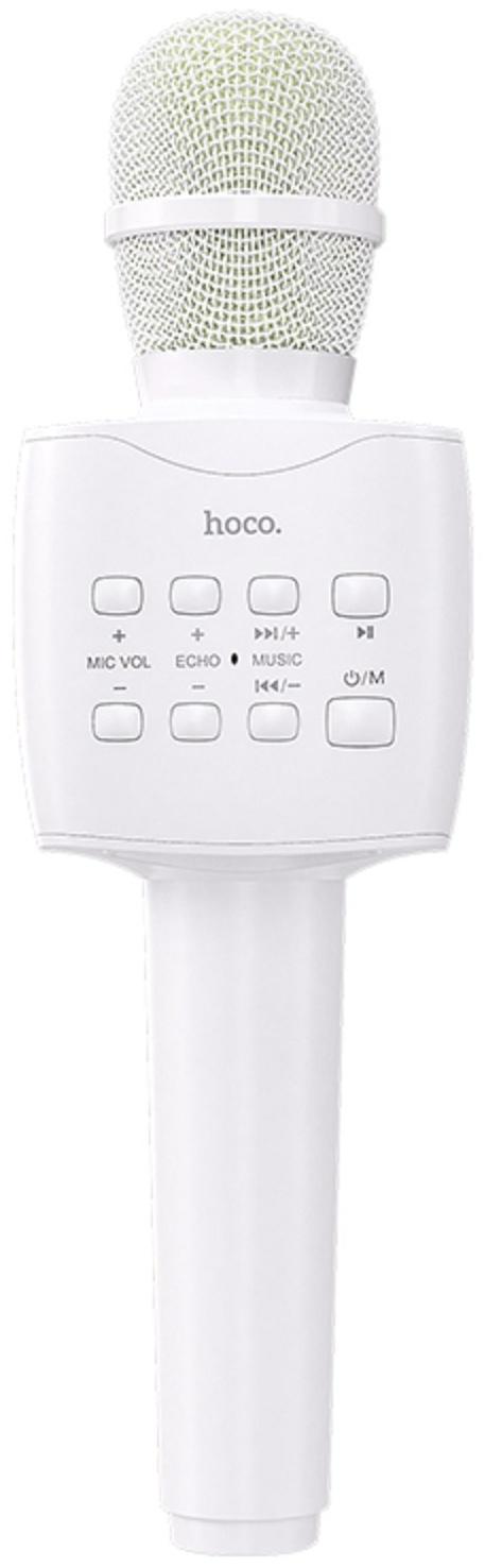 Микрофон для караоке Hoco BK5, 5 Вт, 1200 мАч, BT 5.0, microSD, USB, коррекция голоса, белый