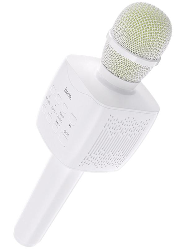 Микрофон для караоке Hoco BK5, 5 Вт, 1200 мАч, BT 5.0, microSD, USB, коррекция голоса, белый