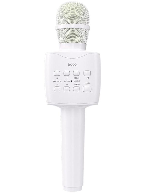 Микрофон для караоке Hoco BK5, 5 Вт, 1200 мАч, BT 5.0, microSD, USB, коррекция голоса, белый