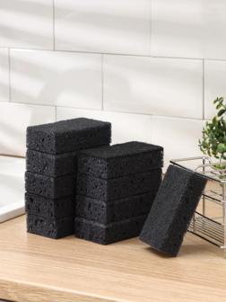Губка для мытья посуды Black, 10 шт, 107×60×30 мм, крупнопористая