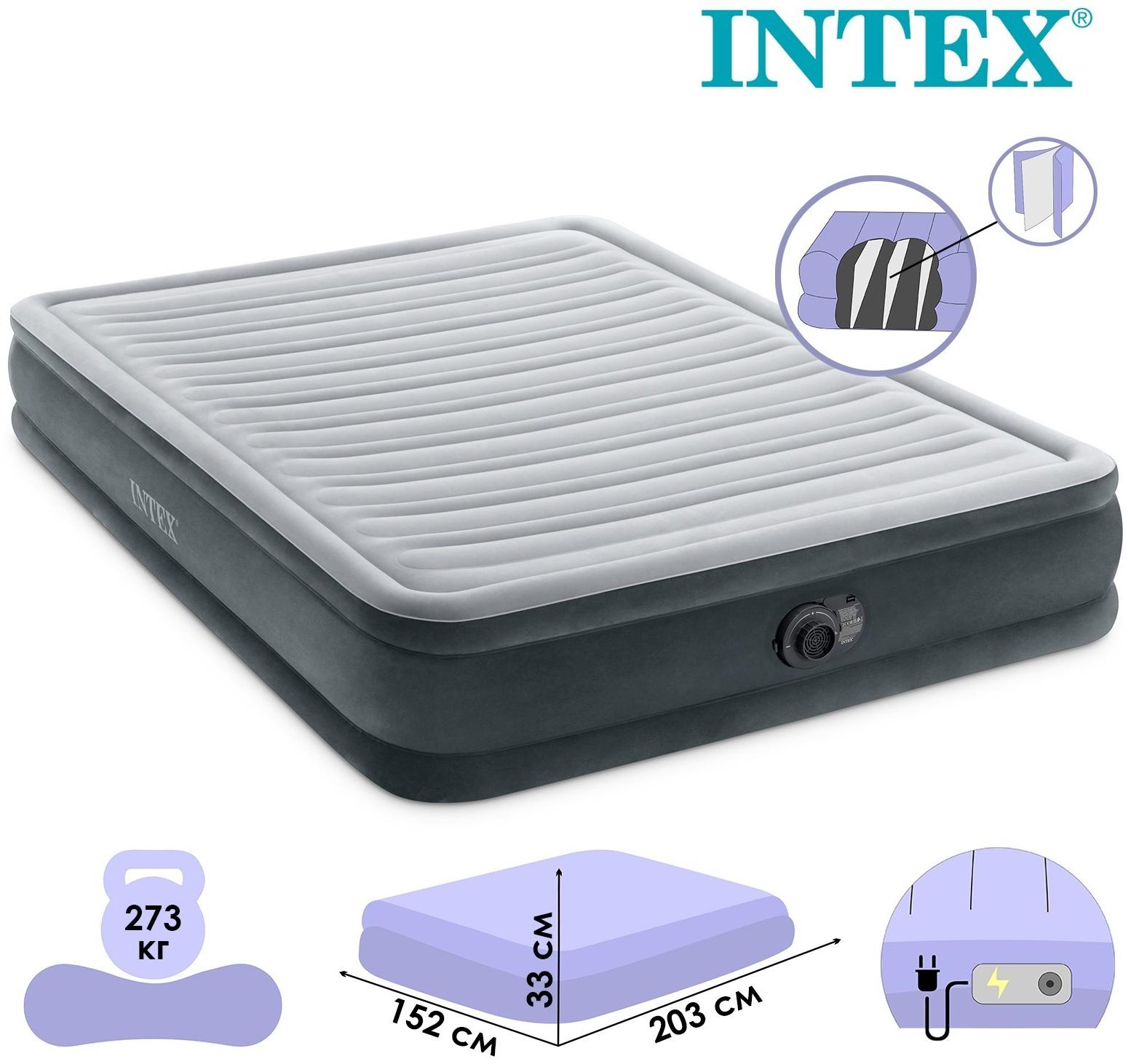 Кровать надувная FULL COMFORT-PLUSH AIRBED 152х 203 х 33 см, с встр насосом 67770ND