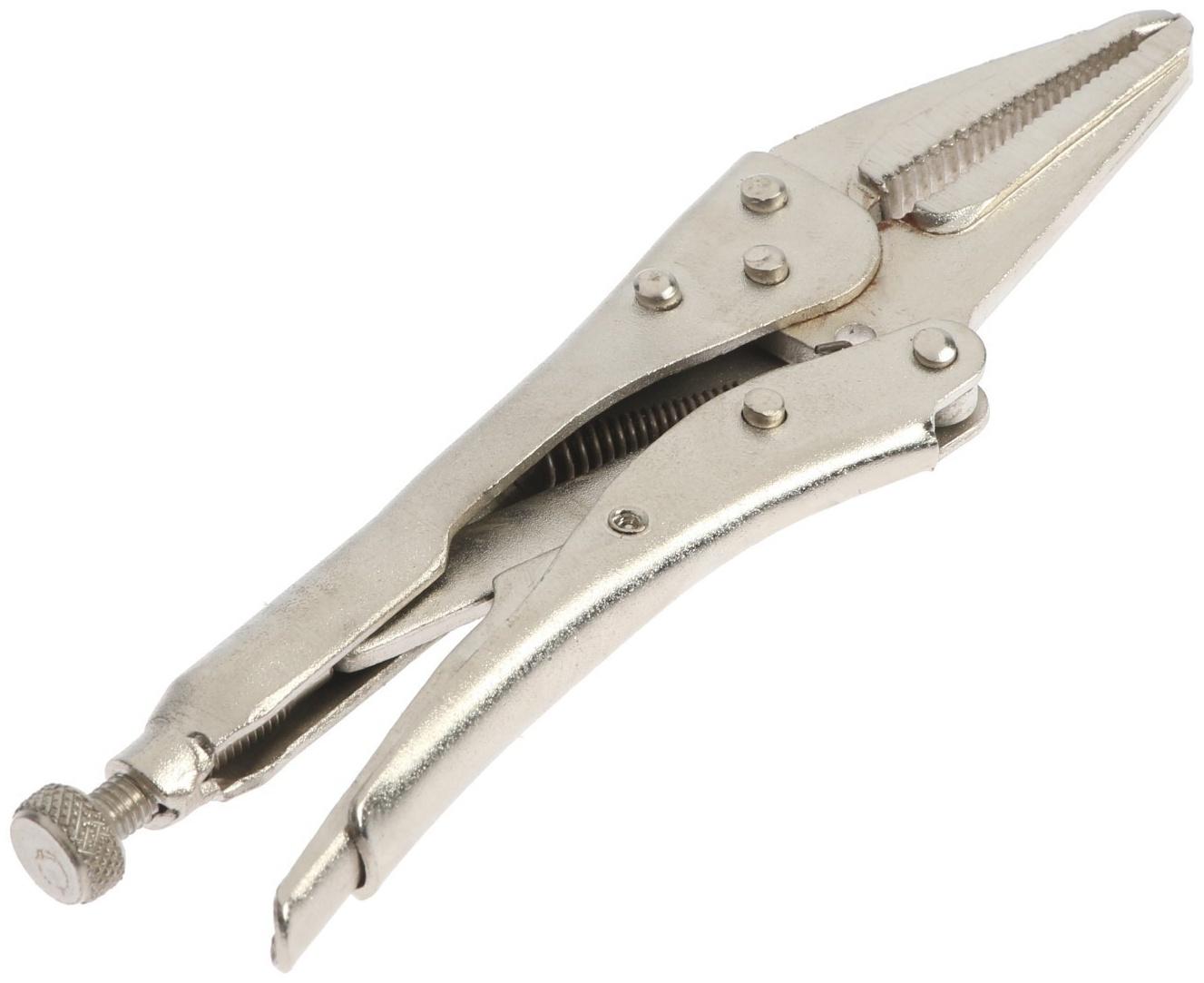 Зажим ручной ТУНДРА, удлиненный плоский захват, с фиксатором, 115 мм