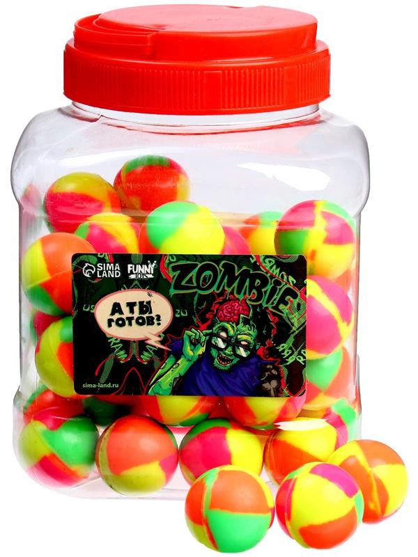 Мяч каучуковый, попрыгунчик «Зомби», в банке, 50 шт