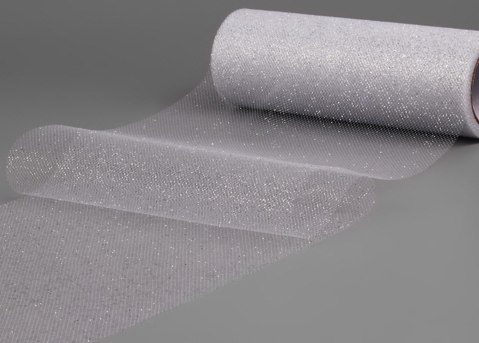 Фатин с глиттером, 15 см,9 ± 0,5 м, 11 ± 1 г/кв.м, цвет серебряный №06