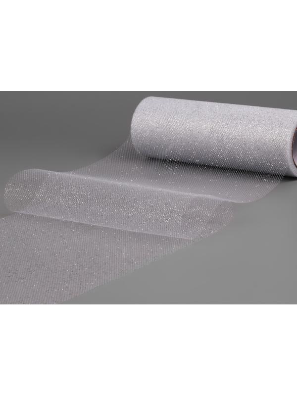 Фатин с глиттером, 15 см,9 ± 0,5 м, 11 ± 1 г/кв.м, цвет серебряный №06
