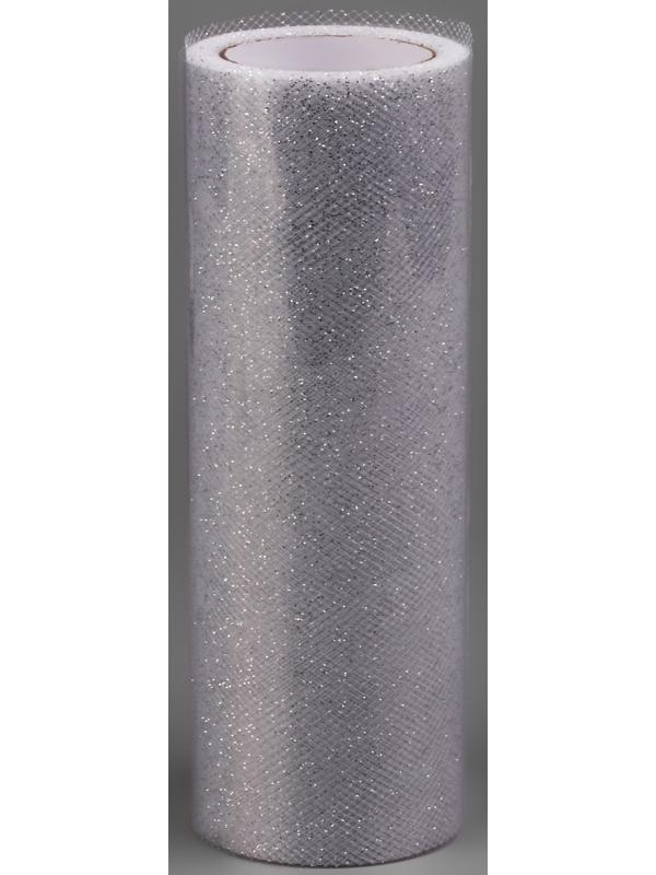 Фатин с глиттером, 15 см,9 ± 0,5 м, 11 ± 1 г/кв.м, цвет серебряный №06