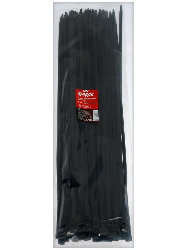 Хомут нейлоновый для стяжки, ТУНДРА, 7,6х500 мм, черный, 100 шт