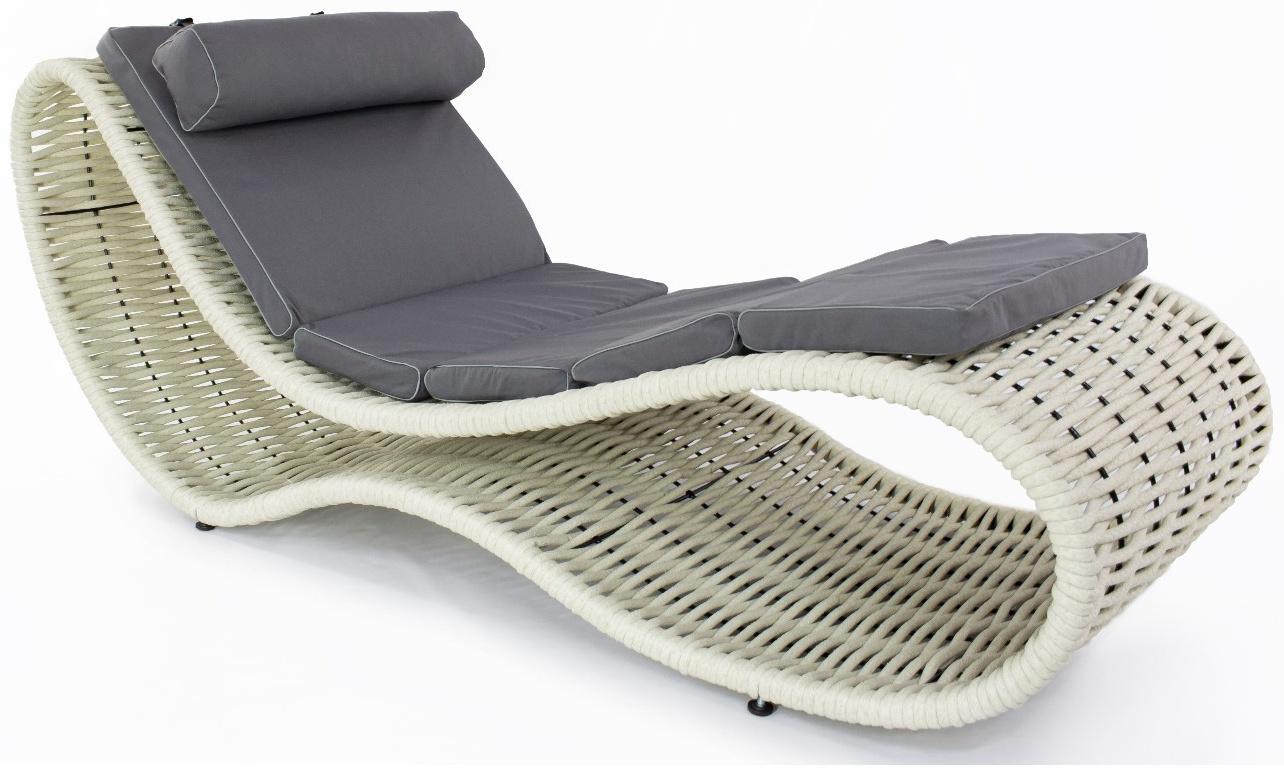 Шезлонг напольный Wave pool, цвет белый, цвет подушки МИКС
