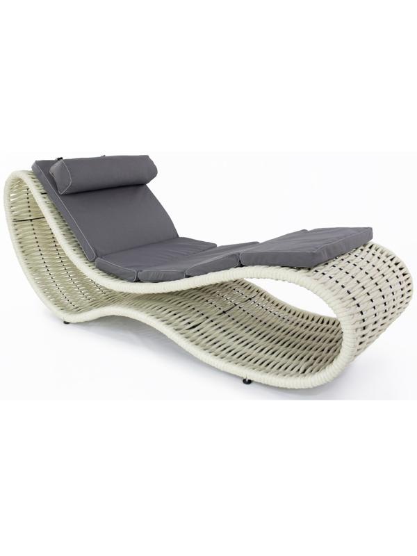 Шезлонг напольный Wave pool, цвет белый, цвет подушки МИКС