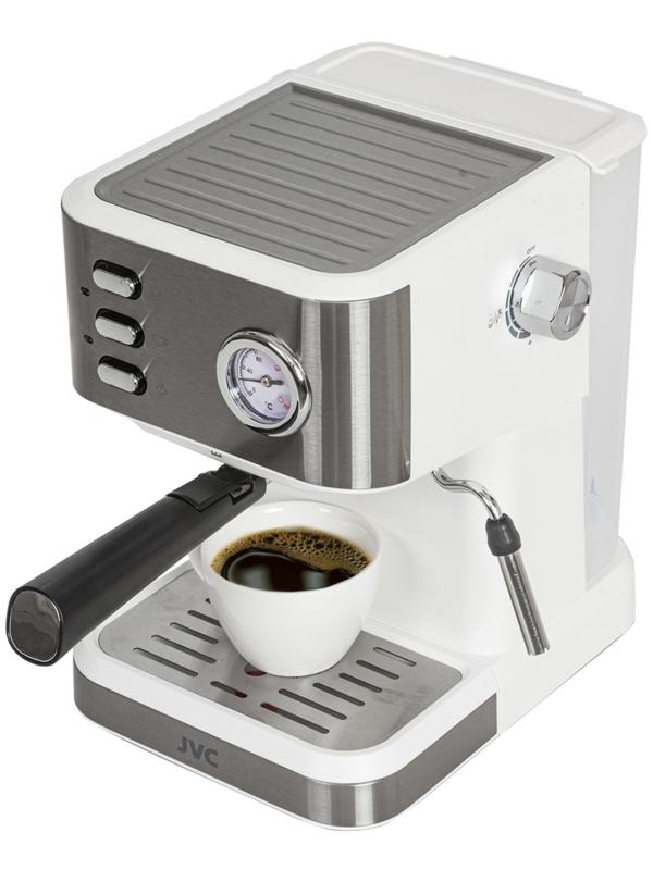 Кофеварка JVC JK-CF33, рожковая, 1050 Вт, 1.5 л, белая