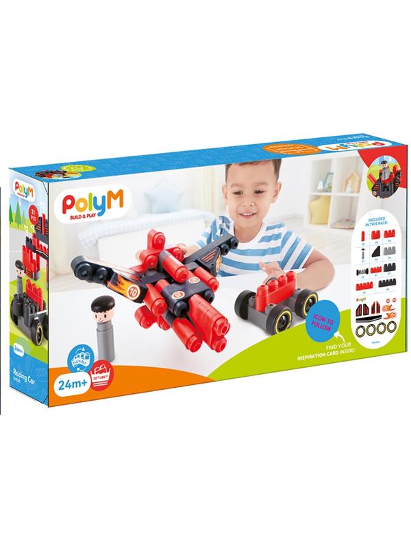 Конструктор детский PolyM «Гоночный автомобиль», 31 элемент