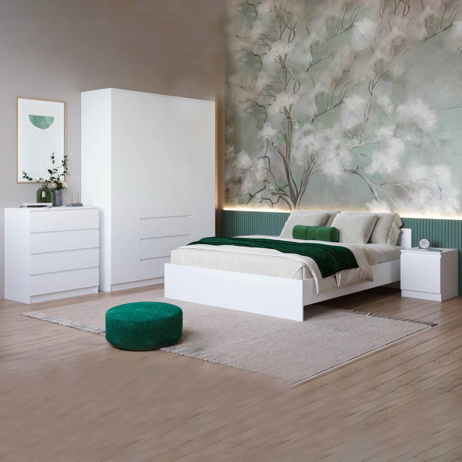 Спальный гарнитур «Мадера», шкаф четырёхстворчатый, кровать 160×200, комод, тумба прикроватная 2 шт