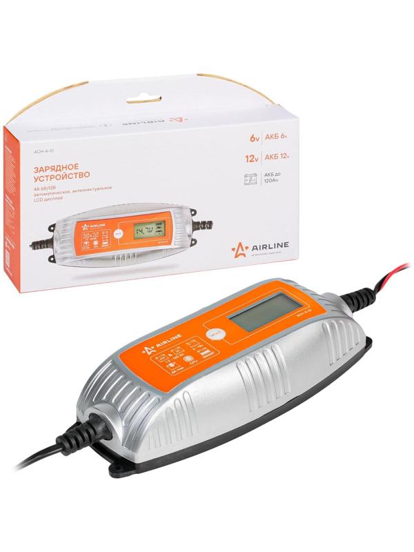 Зарядное устройство Airline, 4А 6В/12В, автоматическое, интеллектуальное, LCD дисплей