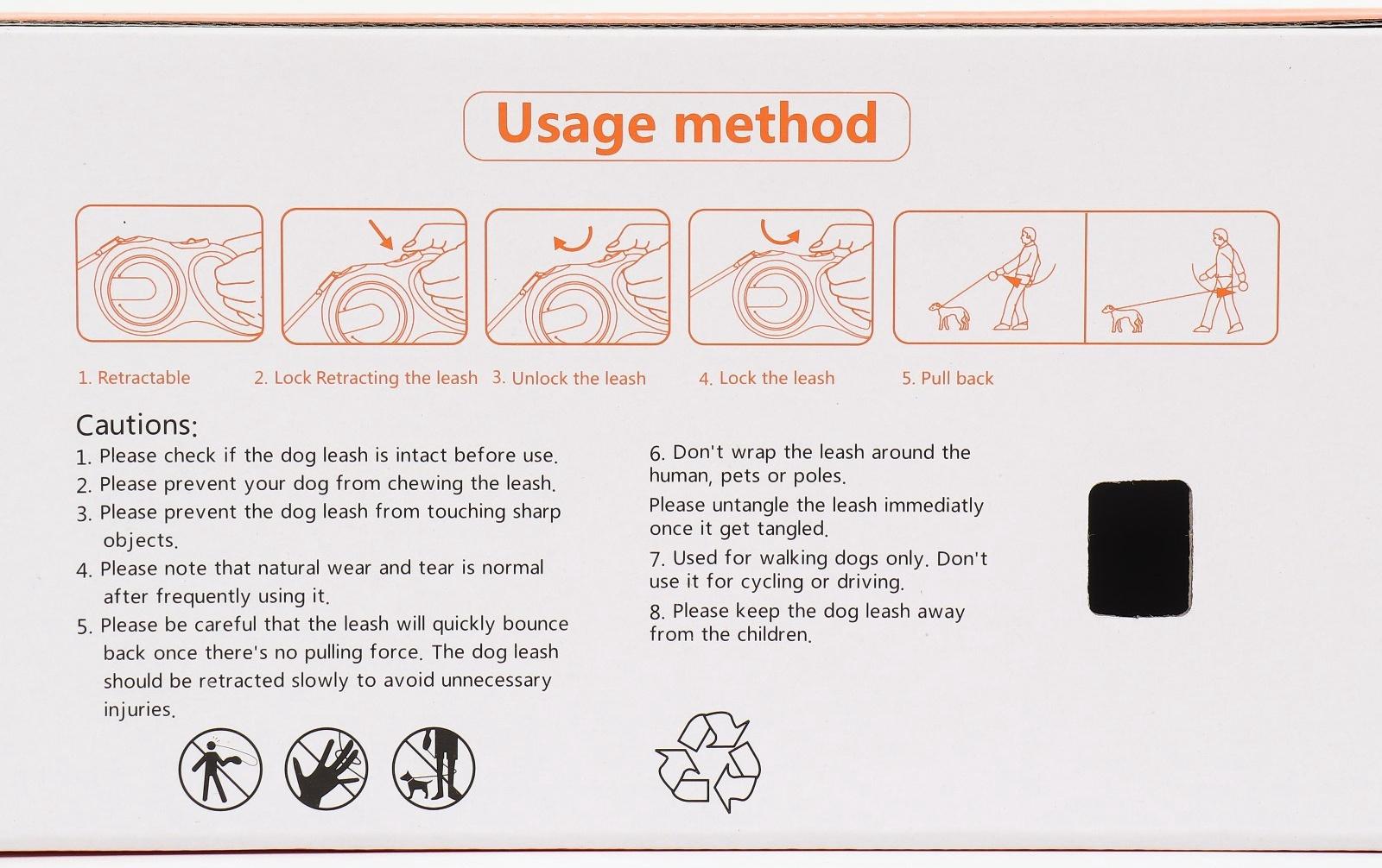 Рулетка с системой эффективного скручивания поводка, 5 м, 50 кг (рывок до 150 кг)