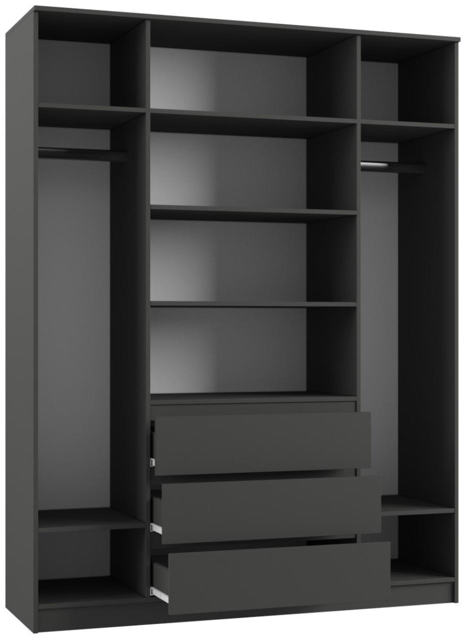 Спальный гарнитур «Мадера», шкаф четырёхстворчатый, кровать 160×200, комод, тумба прикроватная, графит