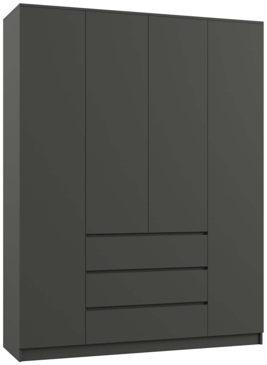 Спальный гарнитур «Мадера», шкаф четырёхстворчатый, кровать 160×200, комод, тумба прикроватная, графит