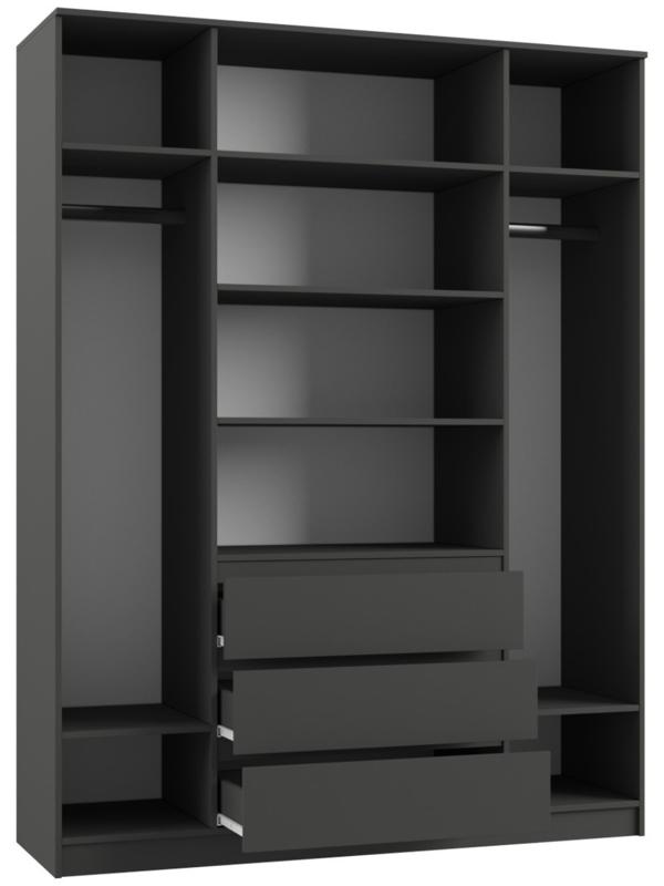 Спальный гарнитур «Мадера», шкаф четырёхстворчатый, кровать 160×200, комод, тумба прикроватная, графит