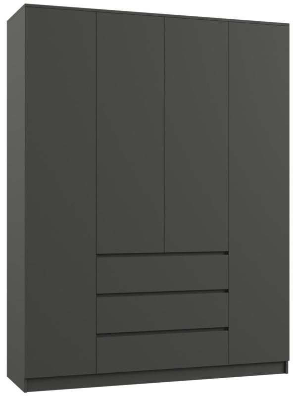 Спальный гарнитур «Мадера», шкаф четырёхстворчатый, кровать 160×200, комод, тумба прикроватная, графит