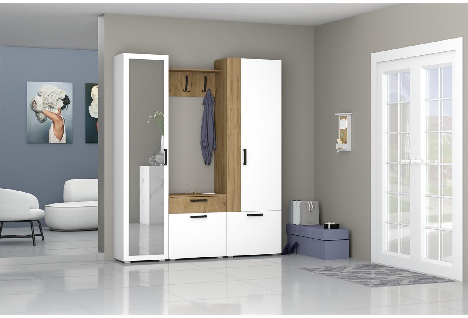 Прихожая Прайм-1, 1650х374х2020, Белый/Дуб крафт золотой