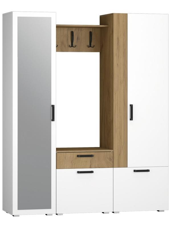 Прихожая Прайм-1, 1650х374х2020, Белый/Дуб крафт золотой