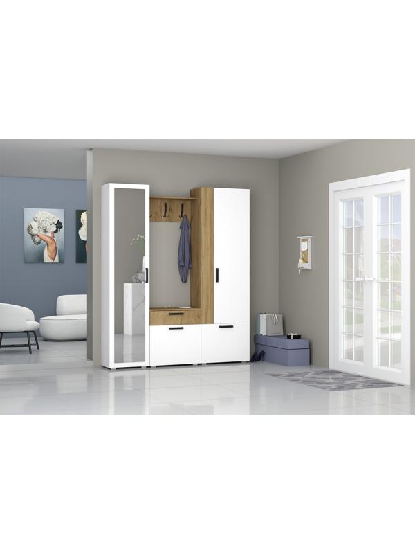 Прихожая Прайм-1, 1650х374х2020, Белый/Дуб крафт золотой