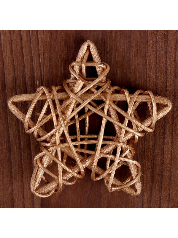 Декор для творчества из лозы «Звезда» набор 4 шт., размер 1 шт. — 6,5 см, цвет золото