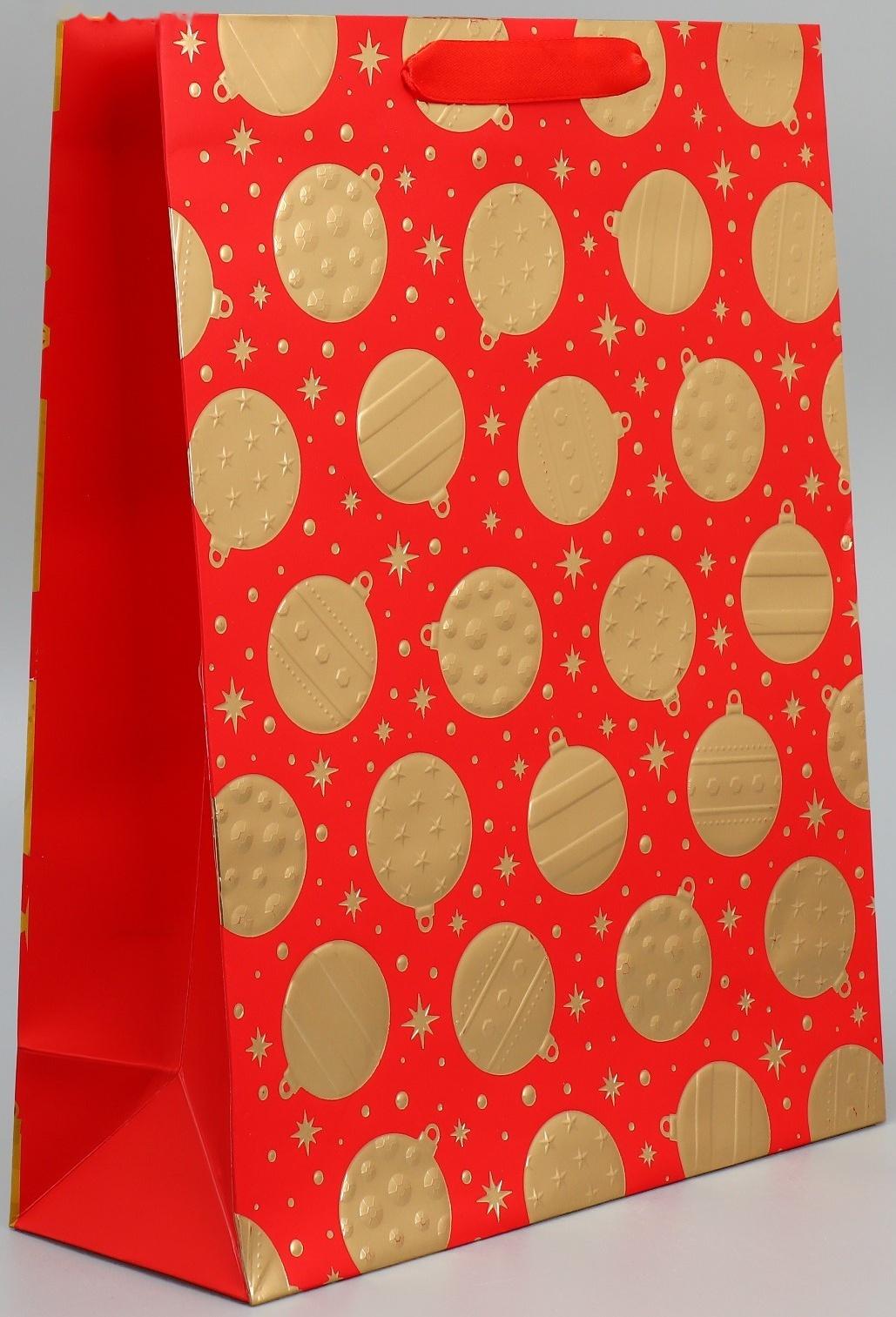 Пакет подарочный новогодний «Новогодние шарики» 32 х 26 х 10 см