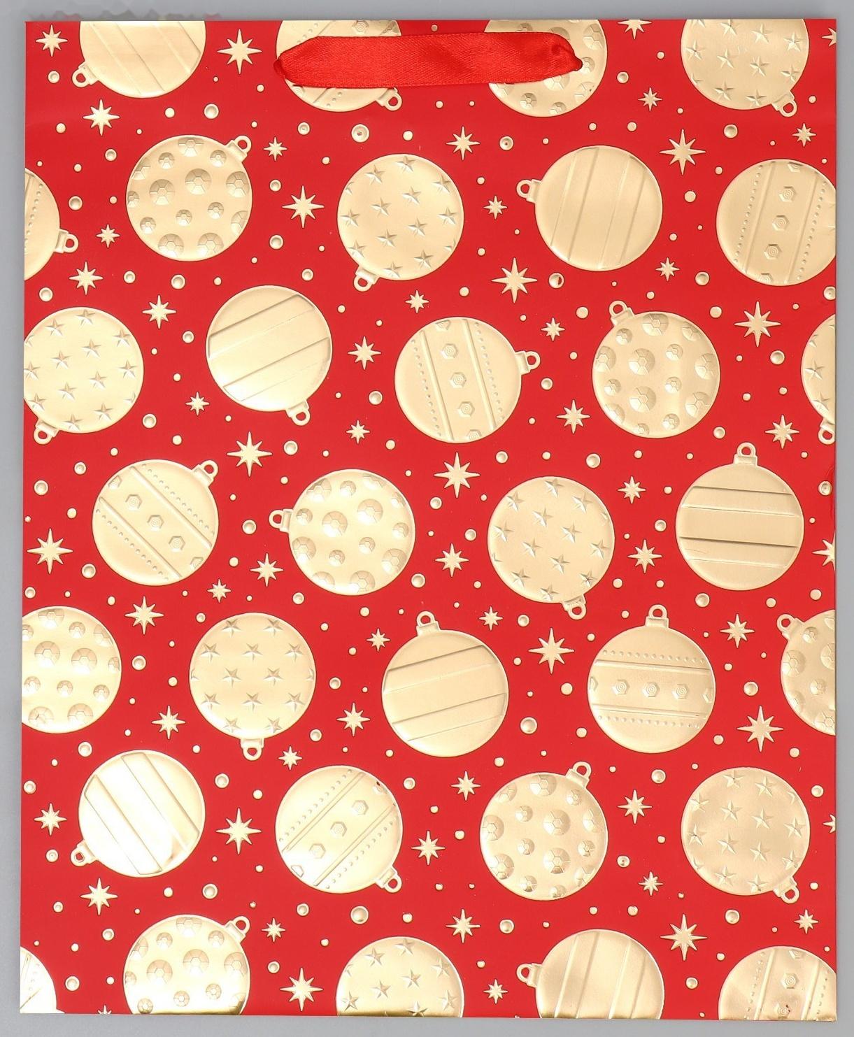 Пакет подарочный новогодний «Новогодние шарики» 32 х 26 х 10 см