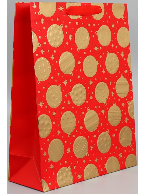 Пакет подарочный новогодний «Новогодние шарики» 32 х 26 х 10 см