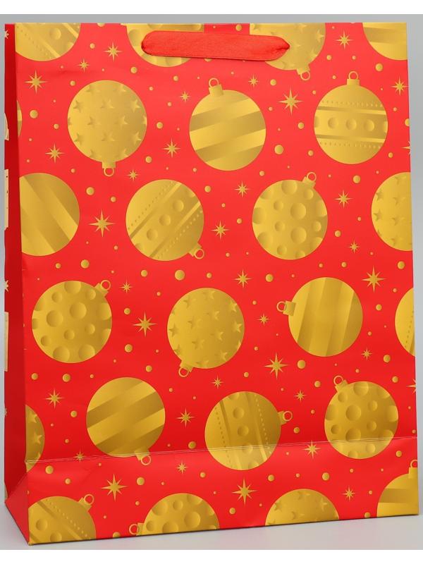 Пакет подарочный новогодний «Новогодние шарики» 32 х 26 х 10 см