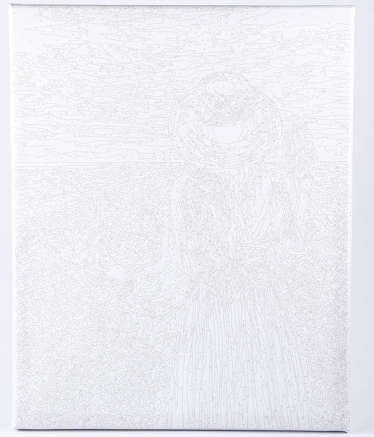 Картина по номерам на холсте с подрамником «Девушка в фиолетовом платье» 40×50 см