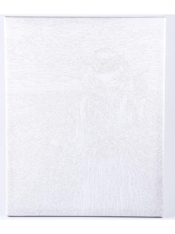 Картина по номерам на холсте с подрамником «Девушка в фиолетовом платье» 40×50 см