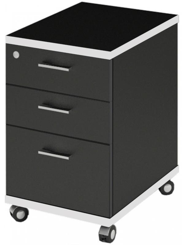 Тумба подкатная, 405×505×640 мм, цвет чёрный / белый