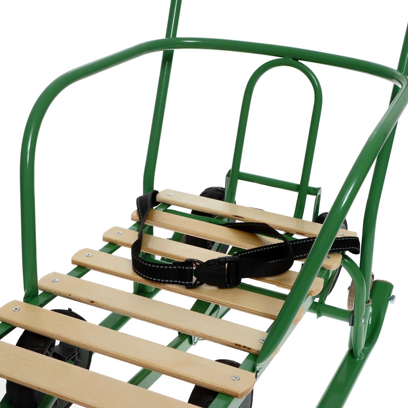 Санки детские с колёсами «Тимка 5 универсал», с ручкой, цвет оливковый